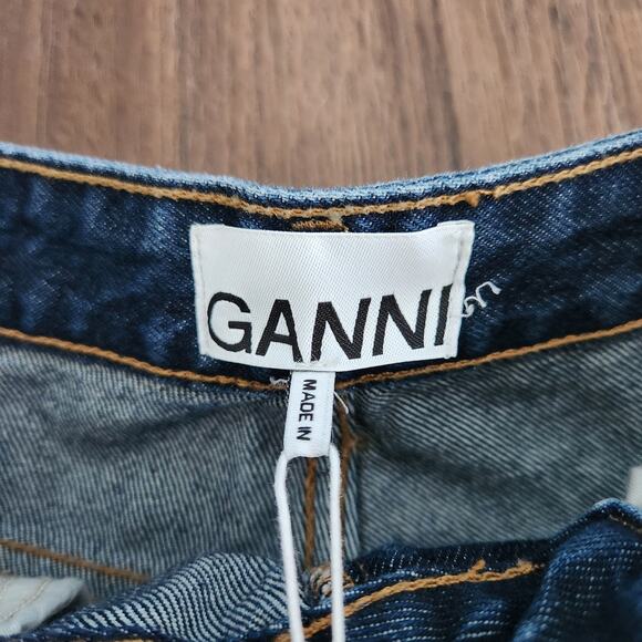 Ganni Betzy Dark Blue Stone High‎ Rise Slim Flare Jean 25/32 NWT $195 - Picture 4 of 12